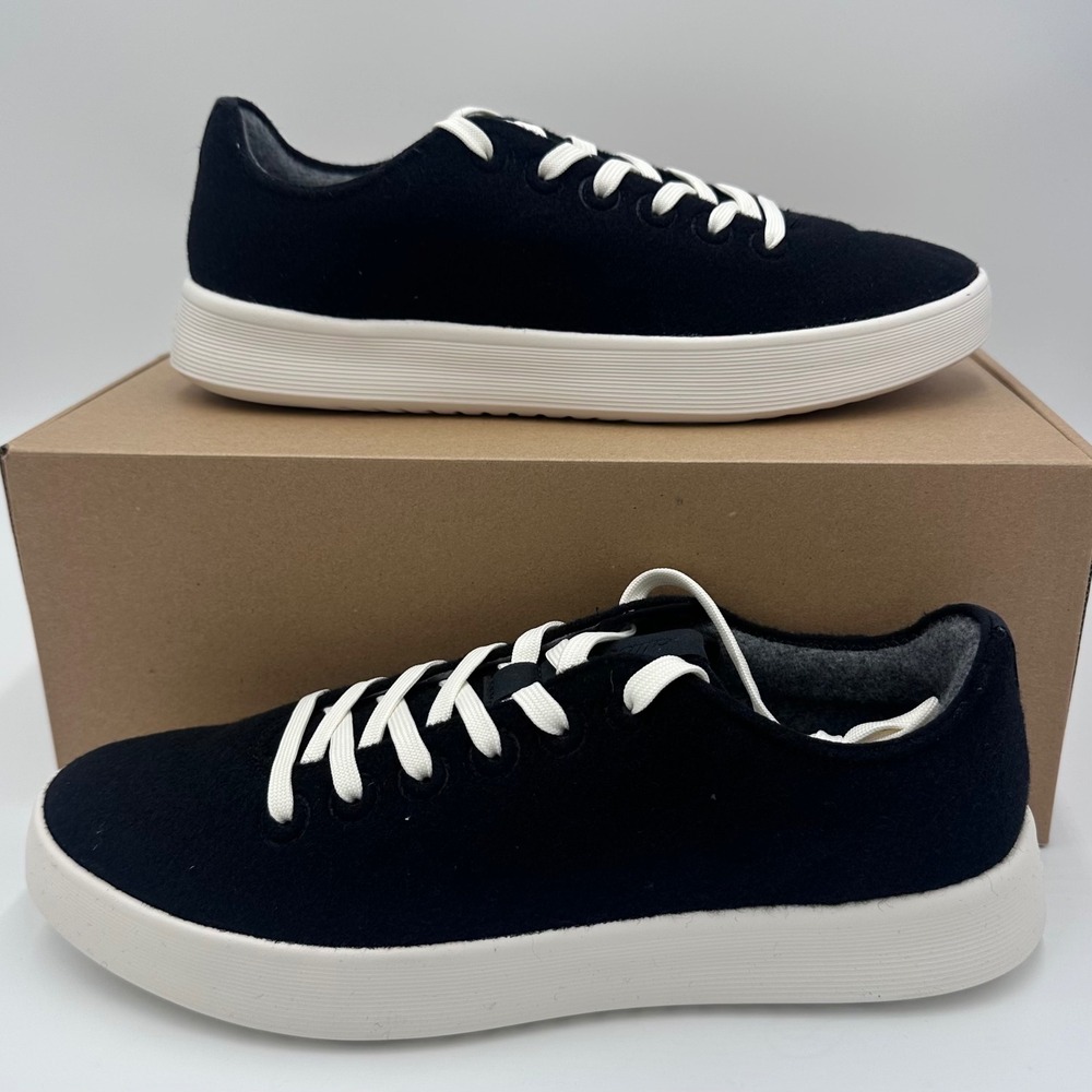Allbirds Wool Cruiser Mens 11.5 Black Natural White Wool Low Top Sneakers